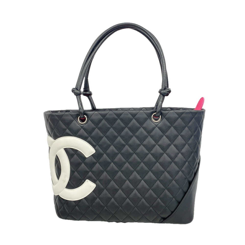 Chanel Cambon Leather Tote Bag, Black, Women's